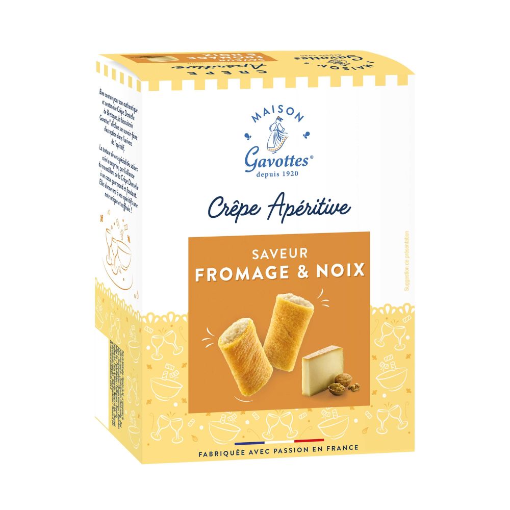 Maison Gavottes - kleine gefüllte Crêpes mit Comté - Nussfüllung - Millcrepes - 110g