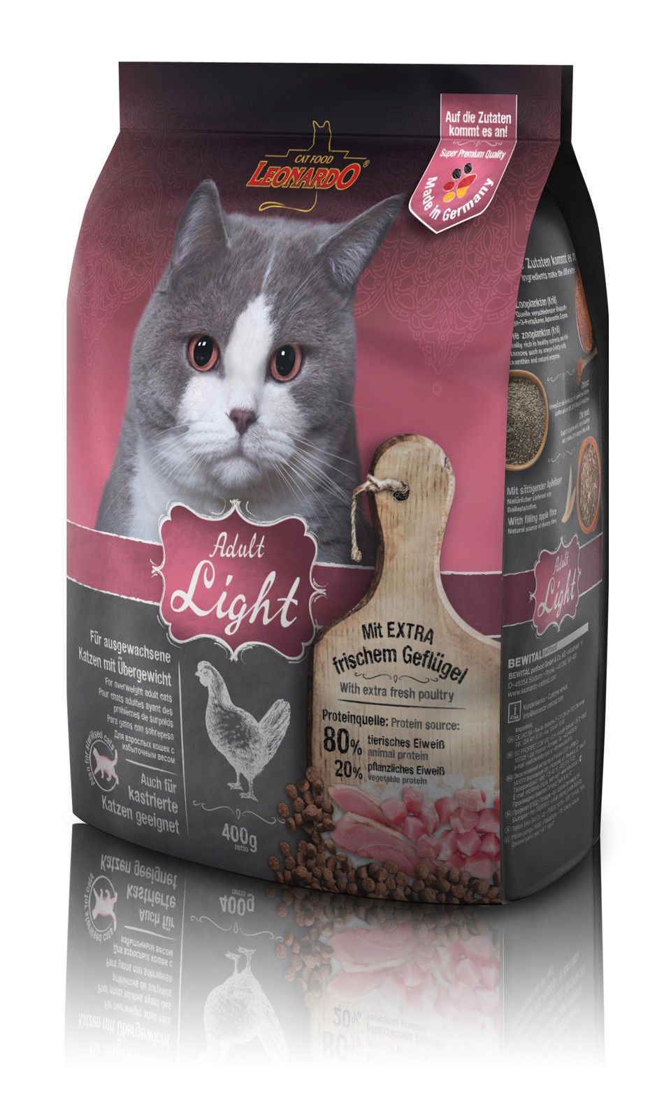 Katzen Trockenfutter - LeonarDo ADult Light 400 G